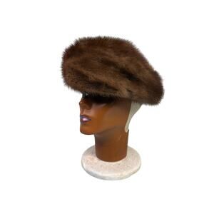 Vincent & Bill Vintage Mink Hat Beret Winter New York Brown Fur 1960 1970